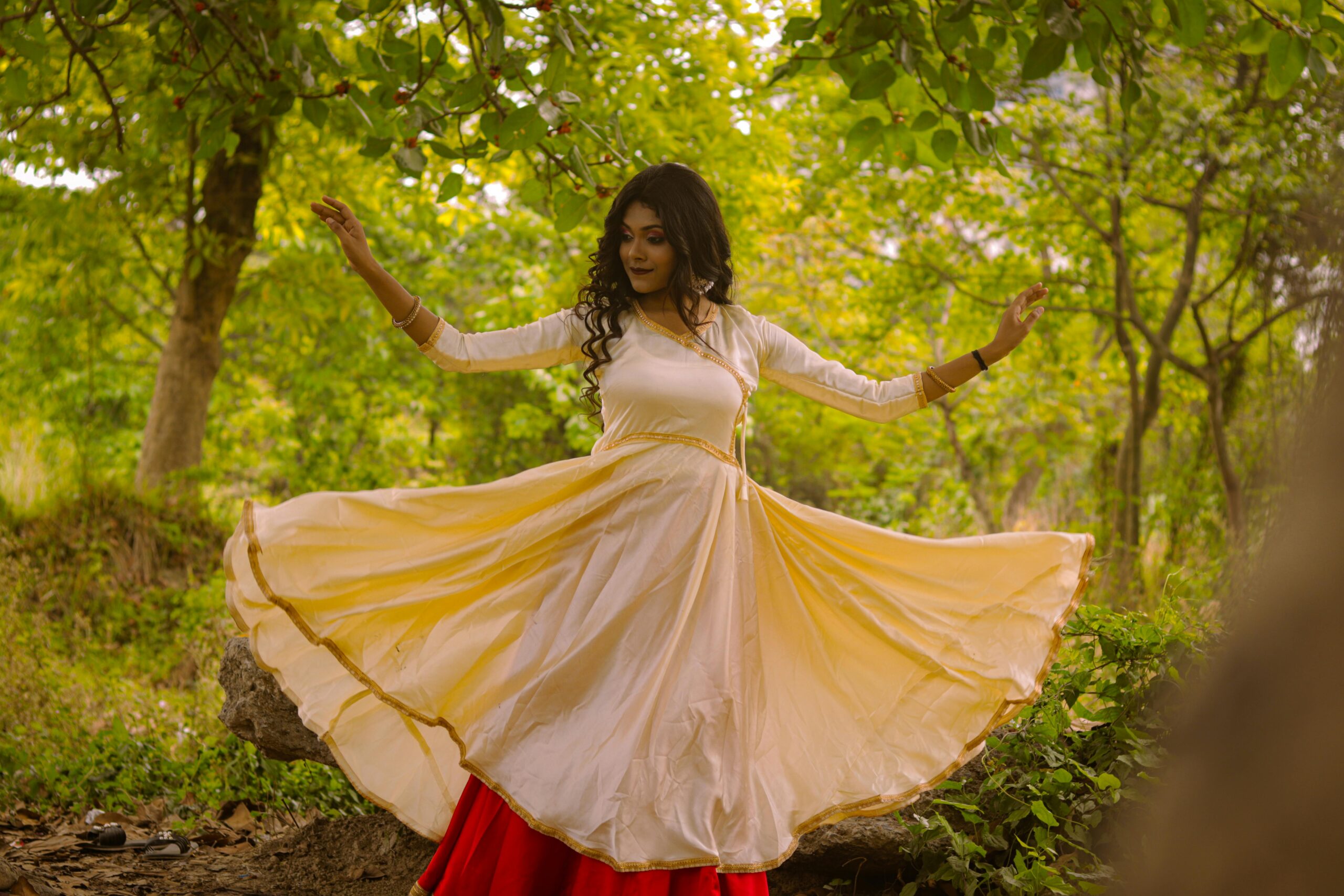 Dancing girl in the forest